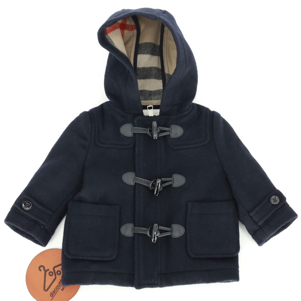 Burberry Children Wool Duffle Coat Hooded Nova Check Lining 6M Designer Luxury‎
